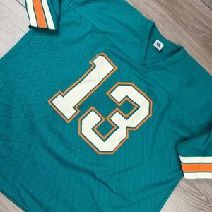 Logo 7 Mens Miami Dolphins Dan Marino 13 Mesh Jersey Teal XXL
